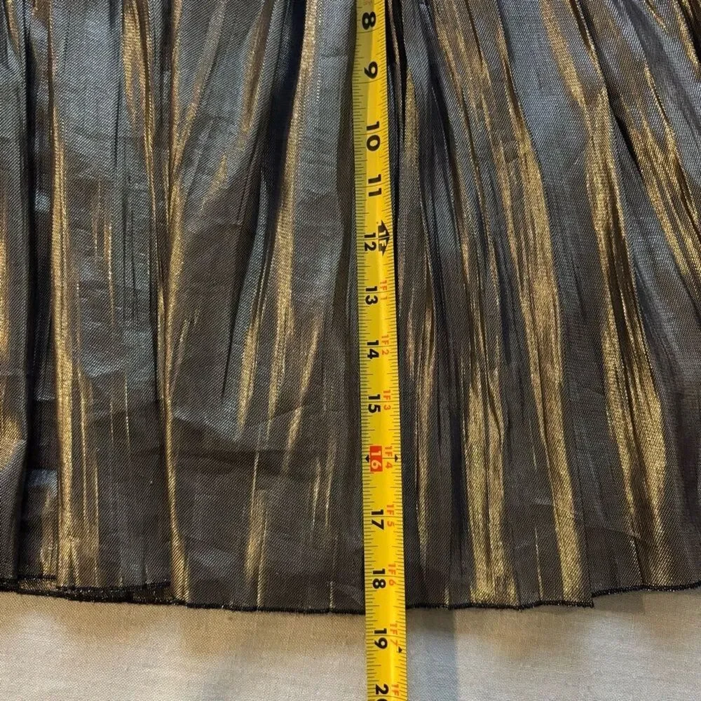 Tory Burch Gold Metallic Pleated Skirt Midi A-Line Size 10 | Party Chic